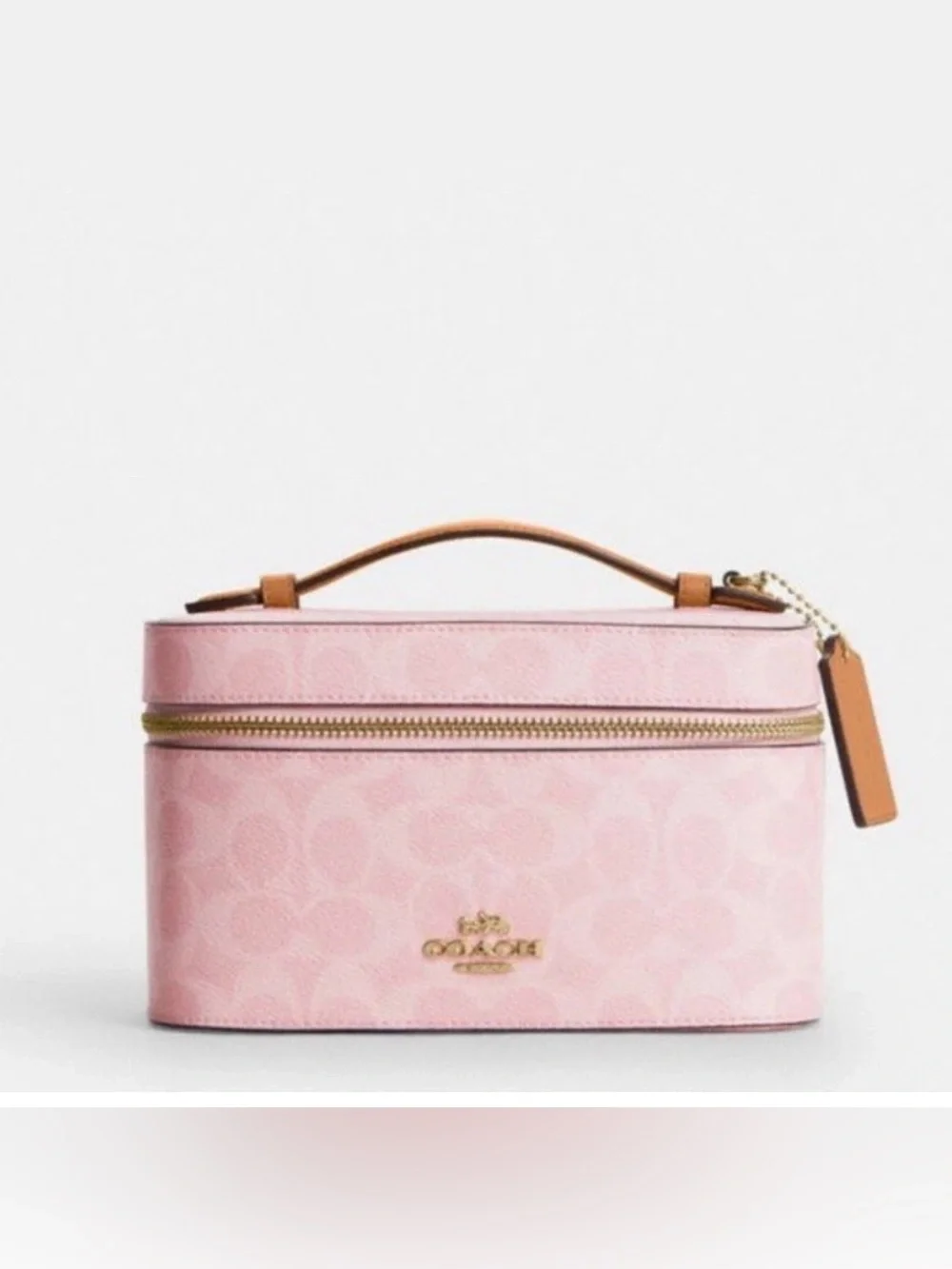 Coach Pink Signature Vanity Cosmetic Case with Top Handle